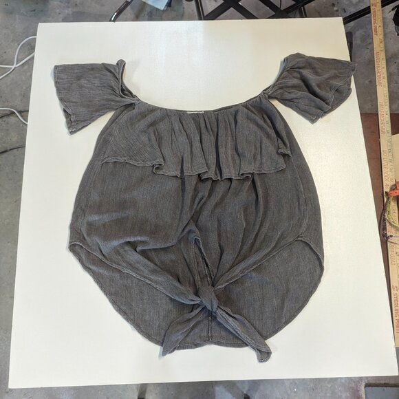 Cherish Size Large Off-Shoulder Gray Tie-Front - Picture 9 of 16